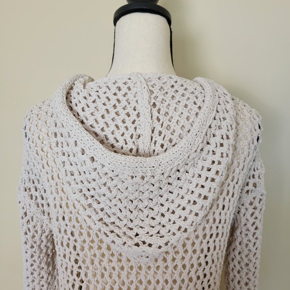 Nicole Miller Artelier Crochet Drawstring Hood Stretchy Long Sleeve Top Size XS - Picture 4 of 14